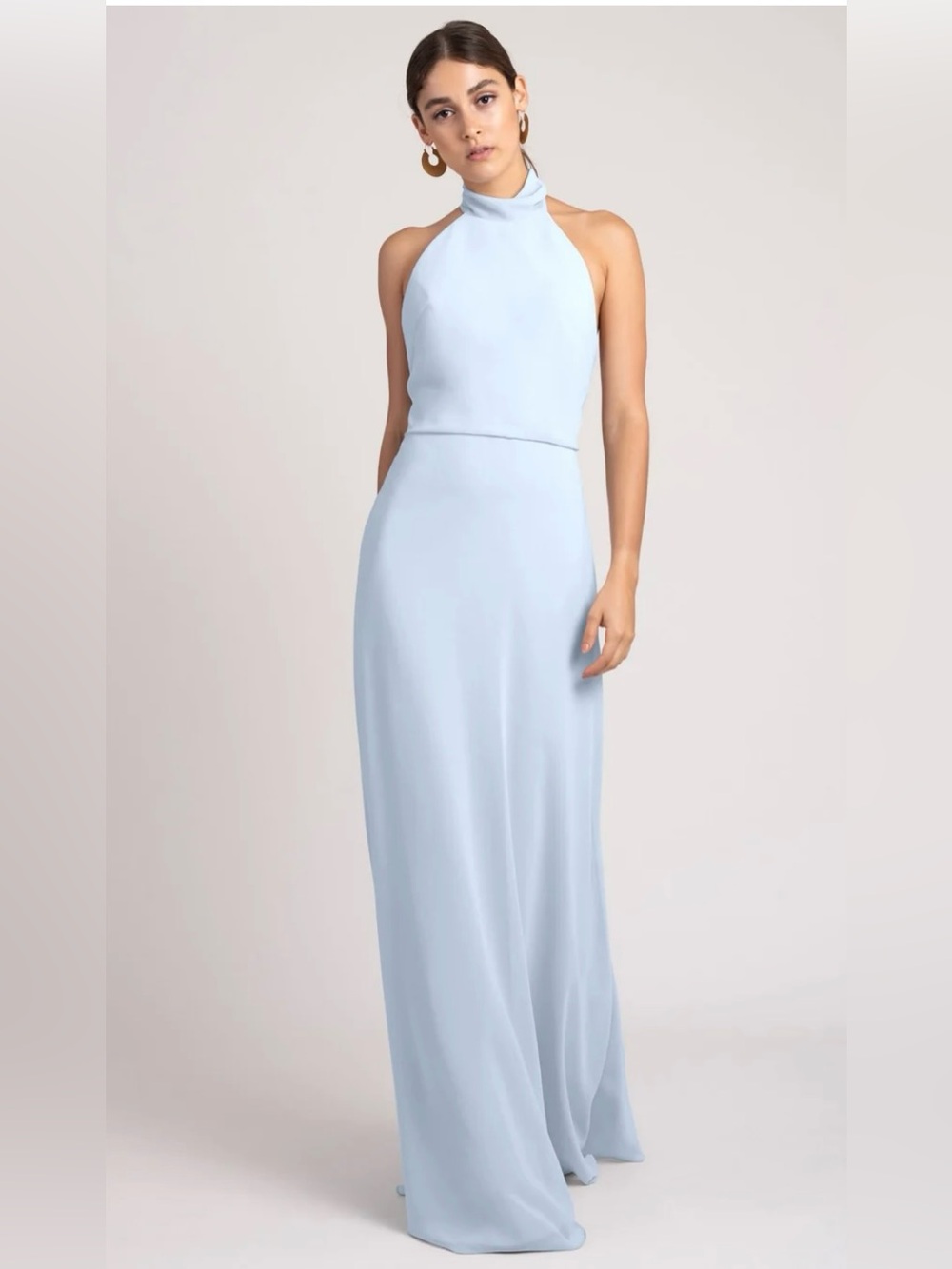 Jenny Yoo Powder Blue Halter Maxi Dress
